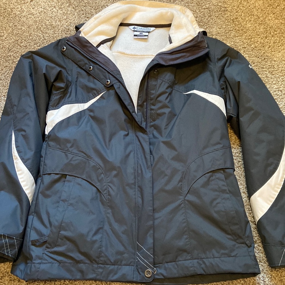 Grey and white Columbia interchange jacket